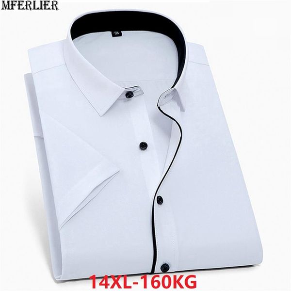 

men shirts short sleeve office formal summer mens cotton shirt pocket business larger size big 8xl 11xl 12xl plus shirt 54 56 582385, White;black