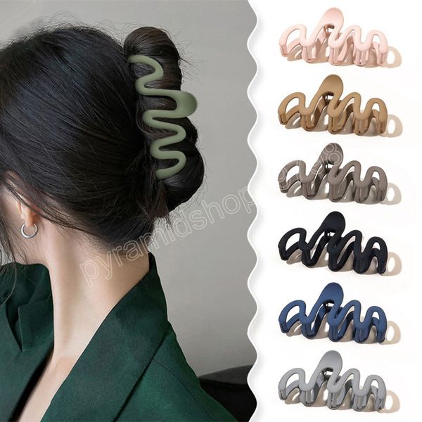 

large wavy frosted ponytail clip for women hairpins solid color irregular hair claws korean sweet barrettes girls headwear fashion, Slivery;white