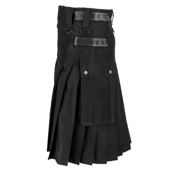 

men's pants mens skirt vintage kilt scotland gothic punk fashion kendo pocket skirts scottish clothing casual autumn streetwe2627, Black