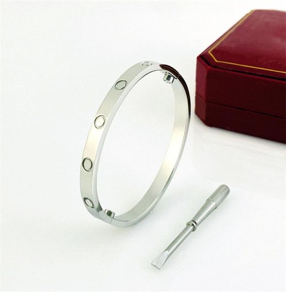 

love screw bangles 316l titanium steel luxury cz stone screwdriver carter bracelets for women men bracelets with bag4617112, Black