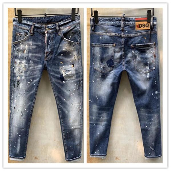 

new brand of fashionable european and american mens casual jeans highgrade washing pure hand grinding quality optimization lt919233c, Blue