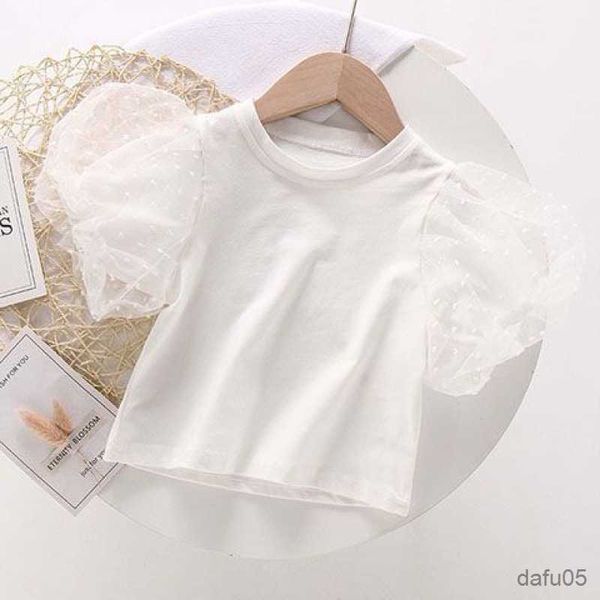 

clothing sets children's suit summer girls' white short-sleeved t-shirt with puffed sleeves denim skirt two-piece set kids clothes