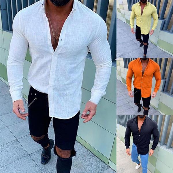 

new style men's new slub long-sleeved button-lapel fashionable comfortable linen shirt comfortabe2554, White;black