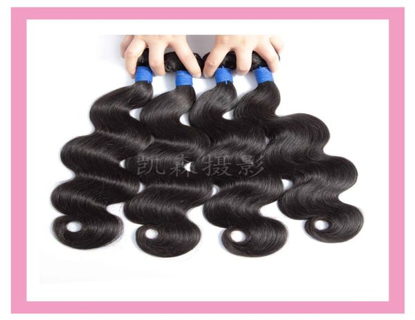 

malaysian four bundles body wave straight virgin human hair 4 pieceslot hair wefts unprocessed hair products natural color4189654, Black