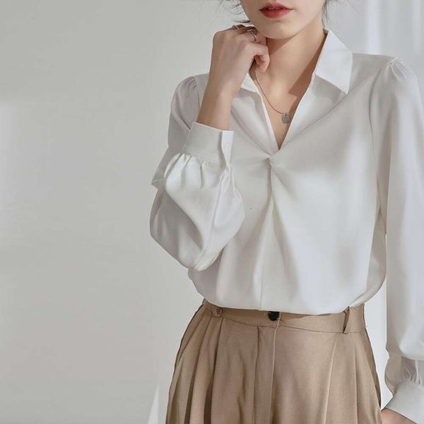 

spring style chiffon white shirt womens long sleeved commuter design sense small t