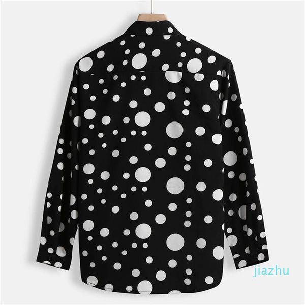 

luxury polka dot mens designer shirt autumn long sleeve casual mens dress shirts style homme clothing240g, White;black