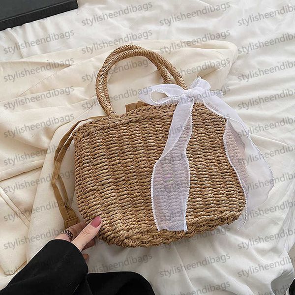 

women handbag fashion straw bag woven bag basket bag ladies bag daily leisure bag drawstring bag bucket bag bow trim simple fashion bag styl