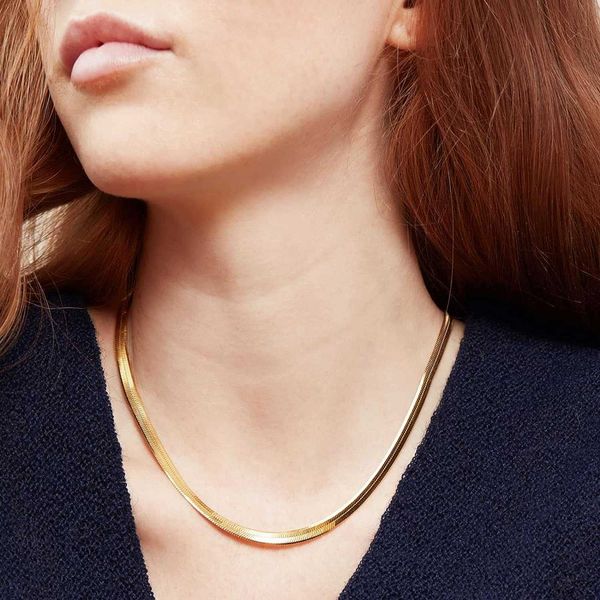 

rwqian 18 k gold flat wide necklaces uitablef org irlssn akesh apedne cklacewom ensherr ingboneshap edneck lacesnake shape dneckl acejewelr, Black
