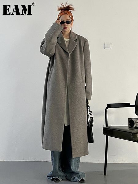 

womens trench coats eam loose fit gray brief long big size thick warm woolen coat parkas sleeve women fashion autumn winter 1df3308 230811, Tan;black