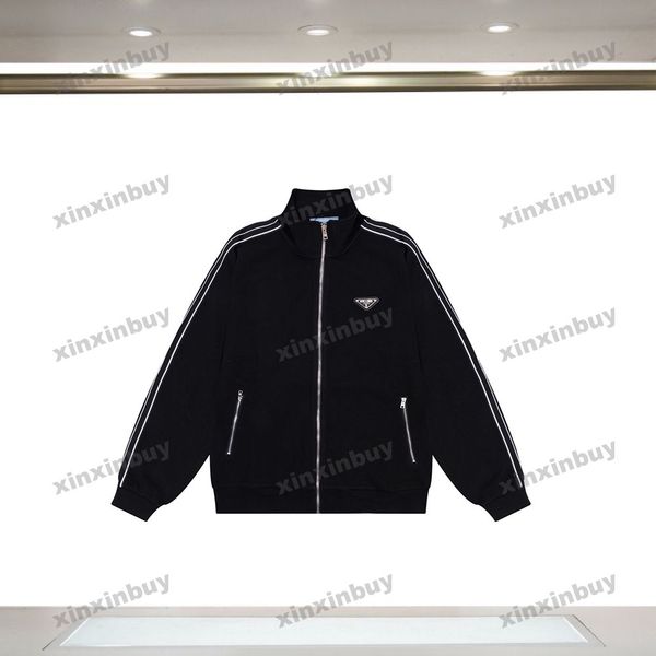 

xinxinbuy men women designer sweatshirt hoodie paris metal triangle label sweater gray blue black white s-2xl, Black;brown