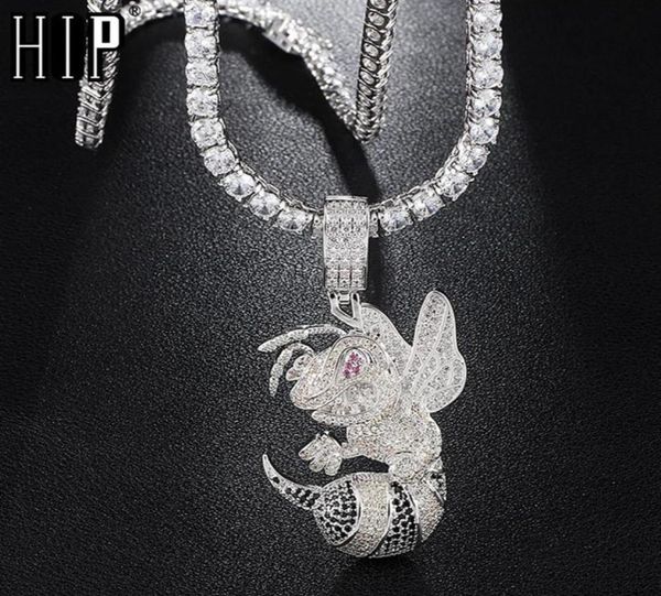 

hip hop iced out bling cubic zircon cz bean necklaces pendants for men jewelry with tennis chain y1130254v9954974, Silver