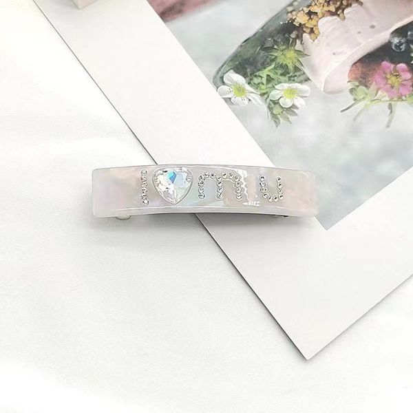 

fashion letter miu water diamond dot diamond hair clip sweet and cool girl style long strip clip with bang clip side clip hair accessories, Silver