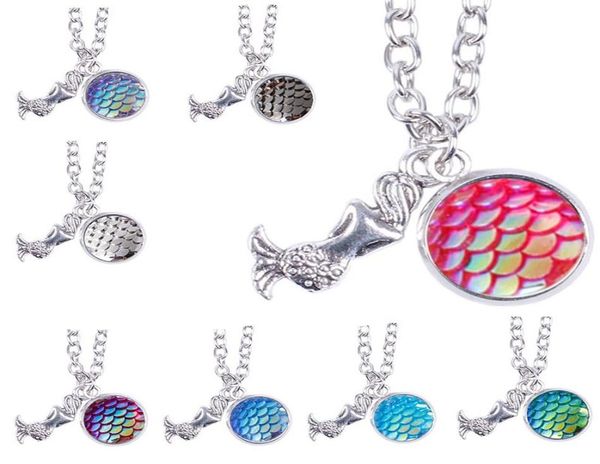 

12 scale color mermaid necklace dainty pendant shimmery mermaid jewelry birthday gifts2228146, Silver