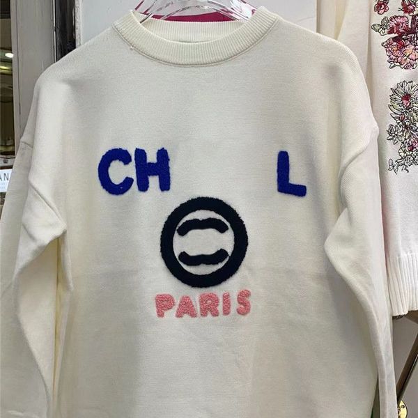 

2023 women's sweaters luxury designer women coach style long sleeve oversize knit pullover female casual loose brand embroidery c lett, White;black