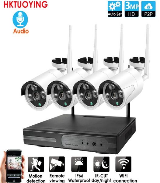 

4ch 30mp audio cctv system wireless 1080p nvr recorder 30mp ir outdoor p2p wifi ip 720p audio cctv security camera system survei4364013