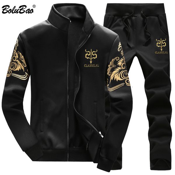 

mens tracksuits bolubao men set casual sportswear sets gyms sweatshirt sweatpants fashion brand male two piece 230811, Gray