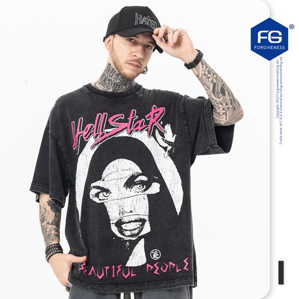 

men's tshirts fg men's wear | 2023 springsummer fashion brand american abstract cartoon print wash short sleeve tshirt for men 230, White;black