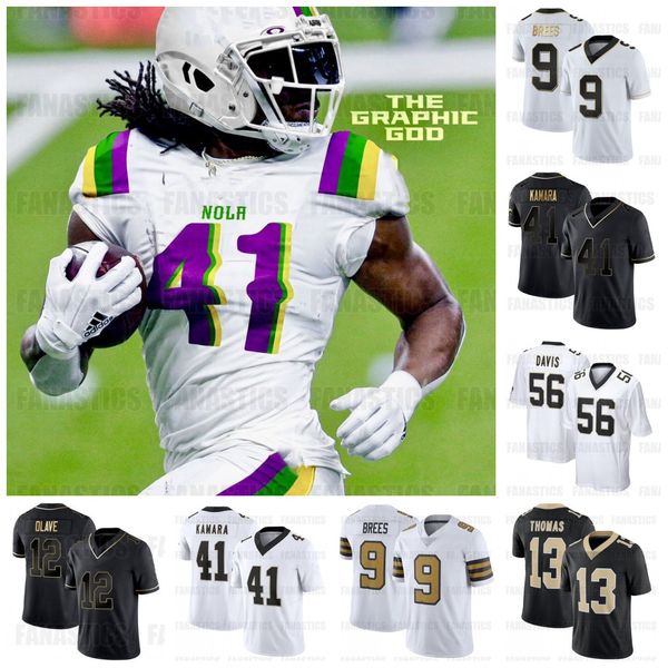 

2023 alvin kamara tyrann mathieu football jersey derek carr jameis winston marshon lattimore saint chris olave demario davis michael thomas, Black