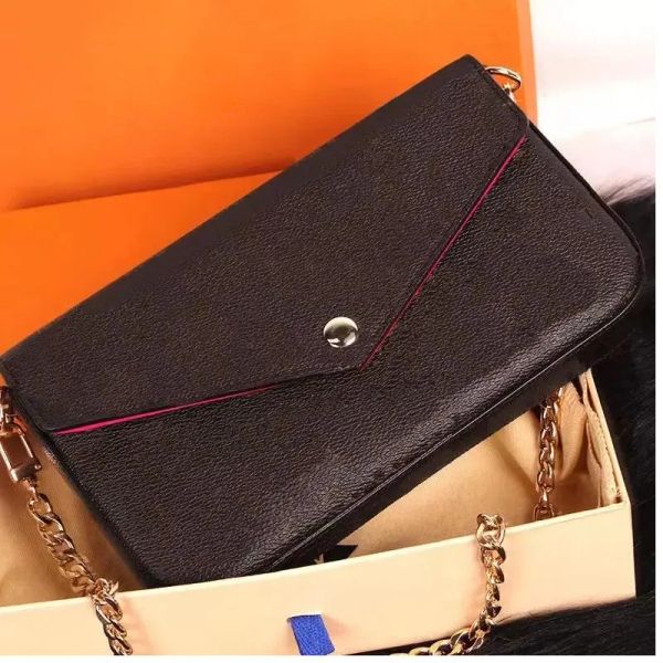

3pcs set lady clutch crossbody shoulder bags handbags purses designer bag women flap pouch gold chain wallet with box aa1