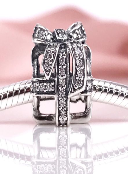 

authentic 925 sterling silver all wrapped up clear cz charm fit diy pandora bracelet and necklace 791766cz4377969, Black