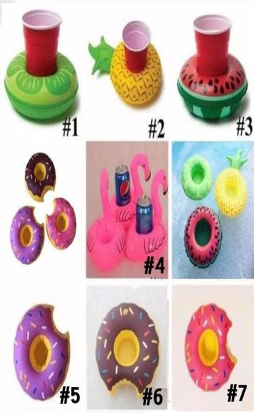 

flamingos donut watermelon pineapple inflatable coasters pool donut floating bar coasters floating drink cup holder bath toys5912082
