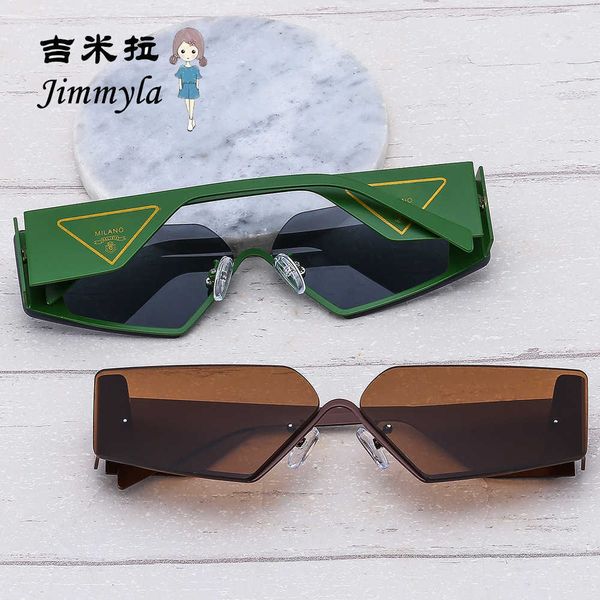 

prd small frame personalized metal half-frame cat eyes wide leg sunglasses men's and women's universal glasses, White;black