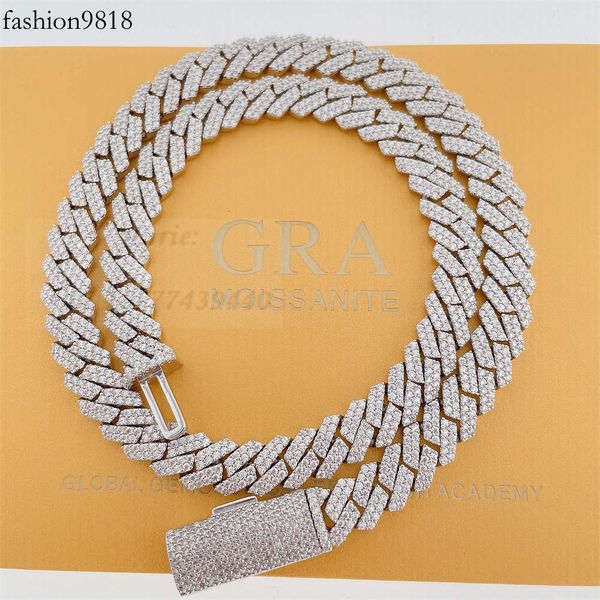 

fashion chain pass diamond tester jewelry 10mm width s hip hop necklace vvs moissanite diamond cuban link iced out cuban link, Silver