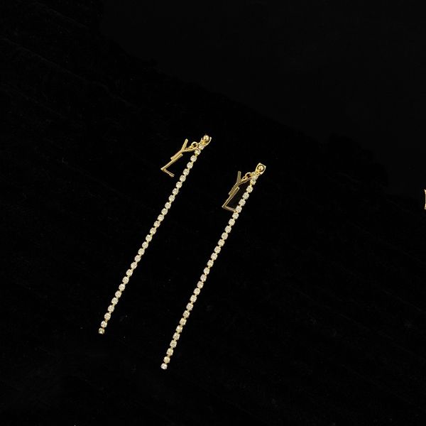 

fashion designer gold silver long diamond y earings letter pendant hoop earrings women's earrings engagement tour