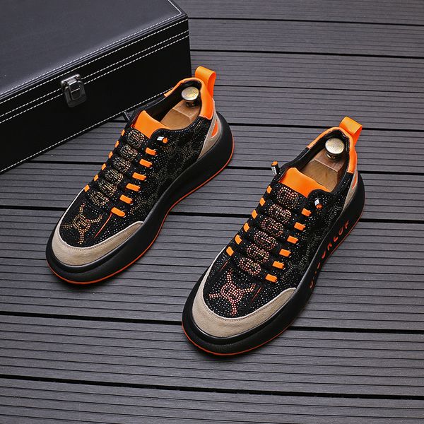

new luxury men showy rhinestone casual high shoes flats male designer prom sneakers loafers shoes zapatos hombre, Black