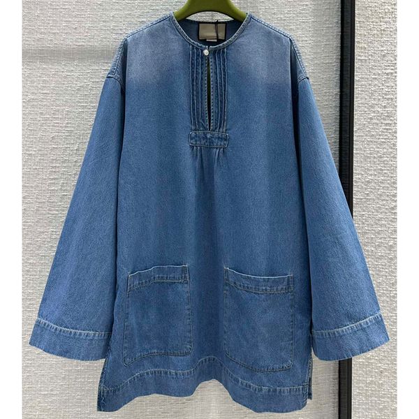 

8.12 fashion distressed washed button hollow out long sleeve denim mini dress women, Black;gray