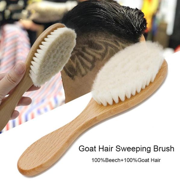 

brainbow soft goat hair sweeping brush men beard comb oval beech handle barber dust brush for broken hair cleaning tools9603739, Silver