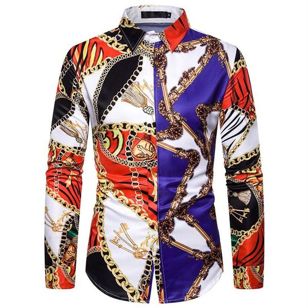 

men's casual shirts vintage luxury baroque mens button down dress shirt tuxedo 2021 fashion stage streetwear show men camisa 2219, White;black