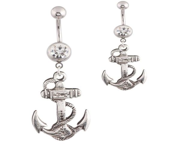 

body jewelry anchor dangle button barbell belly navel ring bar piercing chain new design for girl woman jewelry6041754, Silver