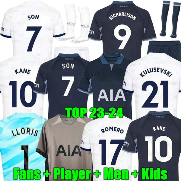 

men kids 23 24 son soccer jerseys 2023 2024 jersey football shirt third lucas lloris romero perisic kulusevski bentancur fans players kane r, Black;yellow