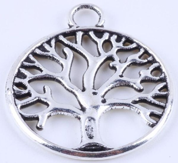 

400pcslot antique bronze round life tree charm diy zakka retro jewelry accessories alloy metal pendant 4888w19609084075791, Bronze;silver