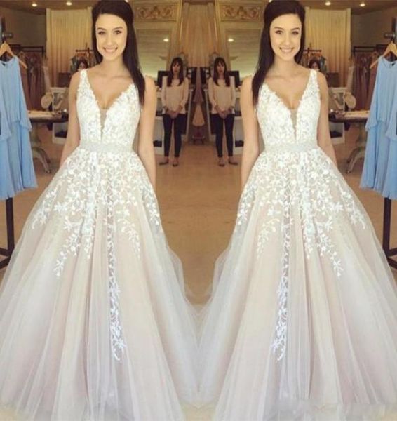 

2017 luxury women prom dress plunging tulle appliques v neck party dresses evening gowns sweep train celebrity pageant dress9123372, Black