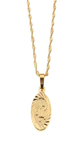 

gold plated oval mohammed allah name pendant necklaces islam jewelry arab muslim middle eastern eid ramadan necklace5372514, Silver