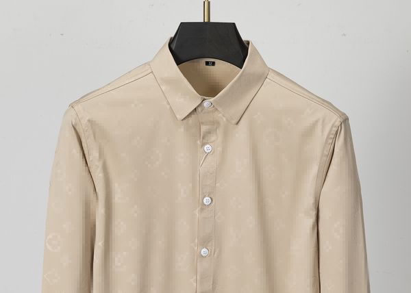 

2023 luxury designer dress shirt men's fashion association open lining men solid business casual letter long sleeve -xxxl, White;black