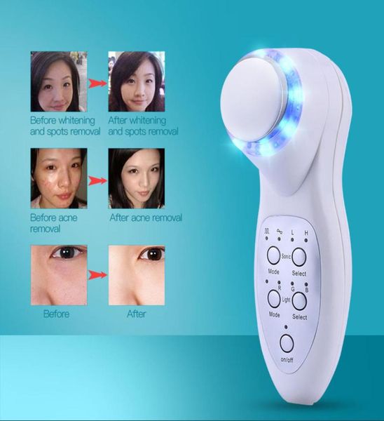 

ultrasound ultrasonic 7 colors led pon antiaging wrinkle skin care therapy facial massager device portable home use instrument2617923