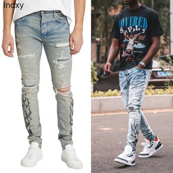 

man jeans men's 5 pocket slim fit stretch denim cotton cowboy pants, Blue