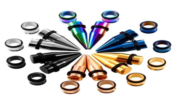 

whole whole 36p stainless steel ear gauges plugs and tunnels stretching kits flesh tunnel expansion body piercing jewelry2417607, Silver