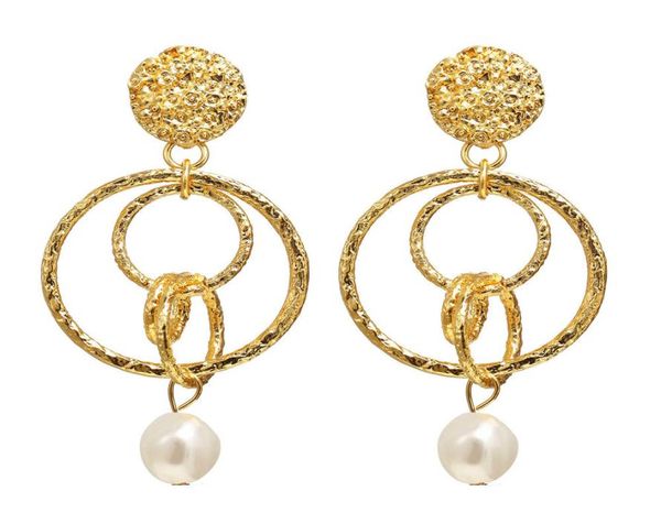 

new arrival round fashion pearl pendant earring for women gold creative hoop earrings modern jewelry gifts9071823, Silver