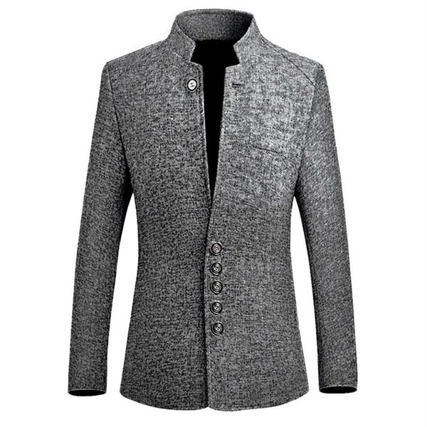 

adisputent 2020 chinese style business casual stand men jacket new collar male blazer slim mens blazer jacket plus size 5xl cx2007263c, White;black