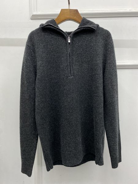 

toteme zip knit high collar long sleeve loose sweater for women, Black;brown