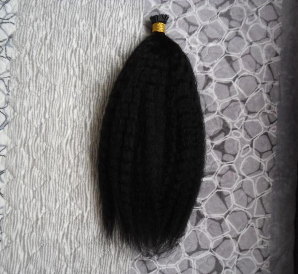 

i tip hair extensions coarse yaki human hair 10gs 100g remy pre bonded 16quot24quot 100g kinky straight keratin capsules i 5215990, Black