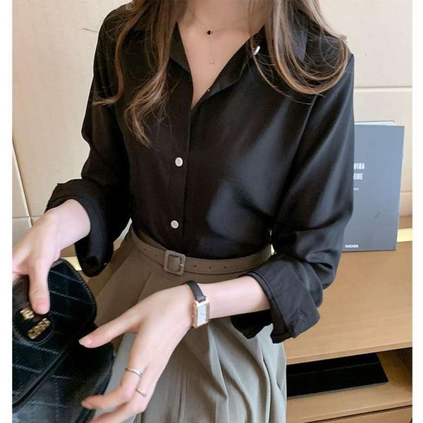 

professional white shirt for women hong kong style autumn korean loose design niche draping long sleeved bottom
