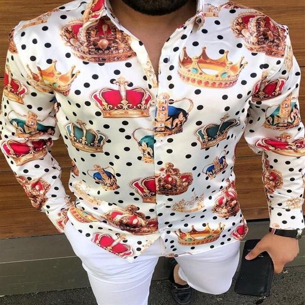 

men's casual shirts 2021 fashion men floral print slim fit long sleeve button turn down collar shirt for man male summer 2765, White;black
