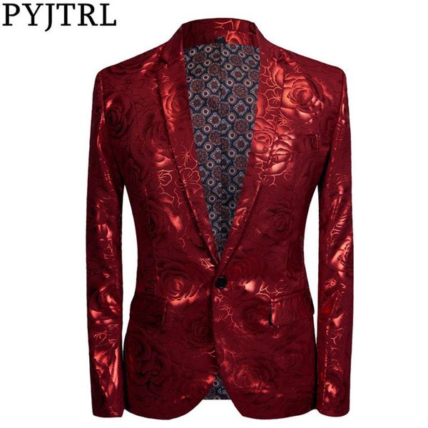 

pyjtrl new tide men plus size shiny red rose casual blazer designs fashion singer costume mens blazers slim fit suit jacket270h, White;black