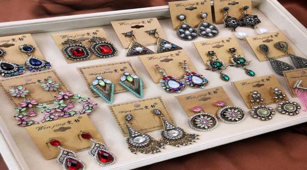

10 pairs retro bohemian eardrop jewelry lots folk style exaggerated long tassel earrings flowers leaf heart earrings dangler jewel3428511, Silver