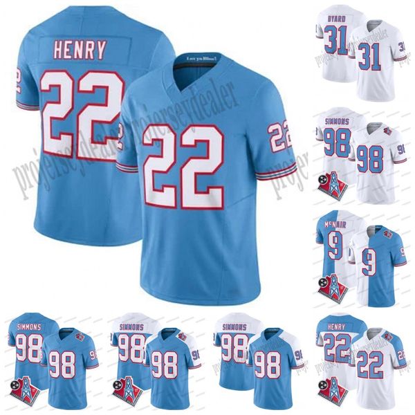 

22 derrick henry tennessees 2023 -24 oilers throwback titans football jerseys treylon burks julio jones steve mcnair kevin byard aj brown ry, Black;red